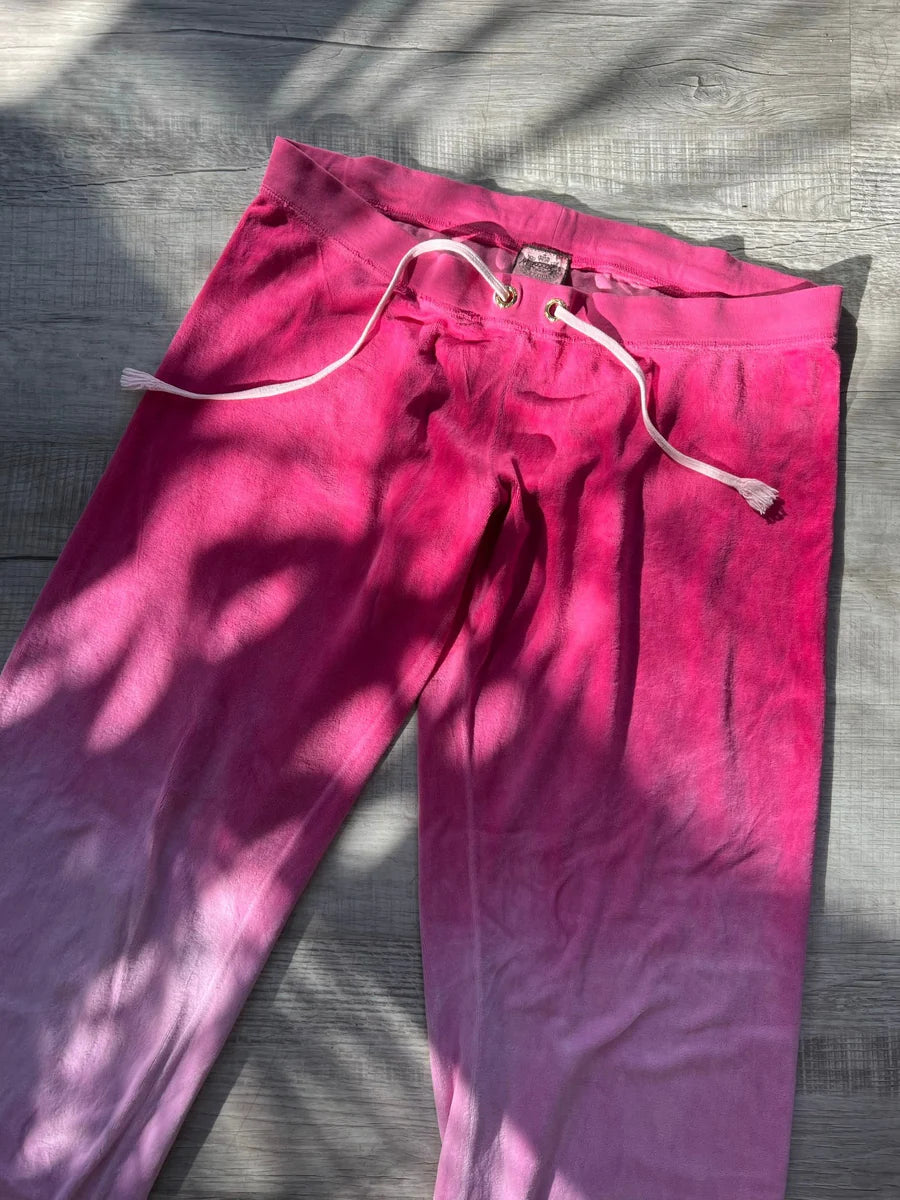 Vintage Juicy Couture Pink Ombré Velour Drawstring Pants