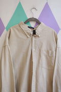 Vintage 90s GAP beige cotton men's button-up shirt, XXL size, styled as a classic Oxford shirt from Elektra Vintage.