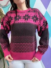 Load image into Gallery viewer, Vintage Fair Isle Pink/Black Knit Sweater
