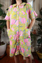 Load image into Gallery viewer, Vintage 1960s 1970s Pink Yellow Floral House Dress
