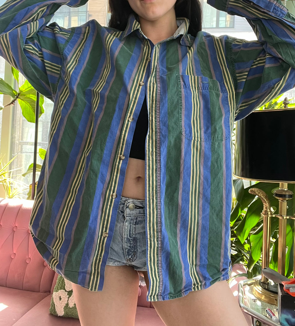 Vintage Striped Button Up - Elektra Vintage