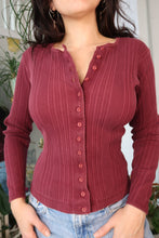 Load image into Gallery viewer, Vintage 2000s Aeropostale Burgundy Button Up Knit Long Sleeve
