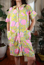 Load image into Gallery viewer, Vintage 1960s 1970s Pink Yellow Floral House Dress
