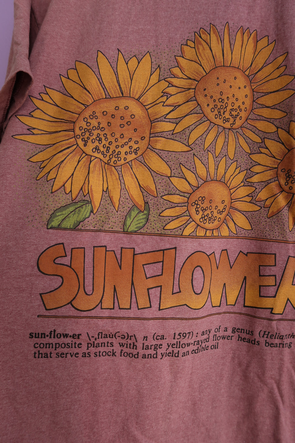 Vintage 90s Oneita Sunflower Graphic Tee – Heather Maroon