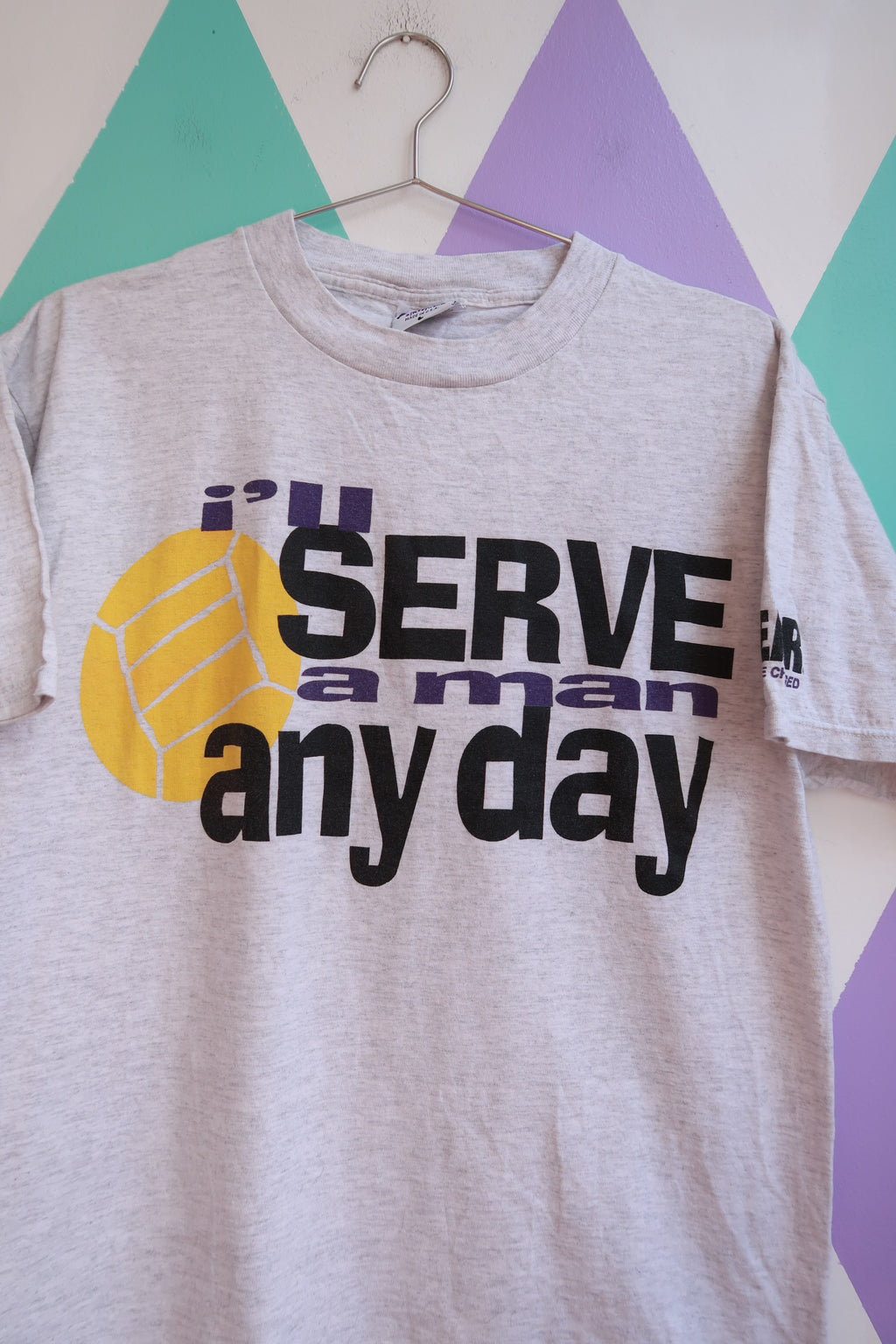 Vintage 90s Volleyball "I'll Serve a Man Any Day" Graphic T-Shirt