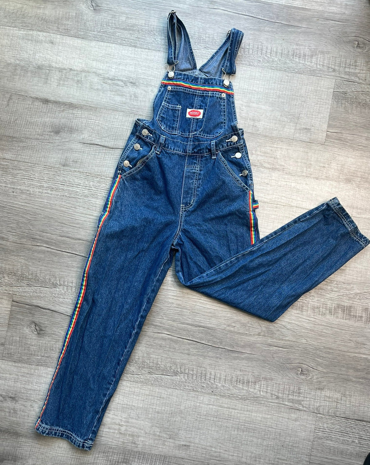 90s Vintage Revolt Rainbow Denim Overalls - Elektra Vintage