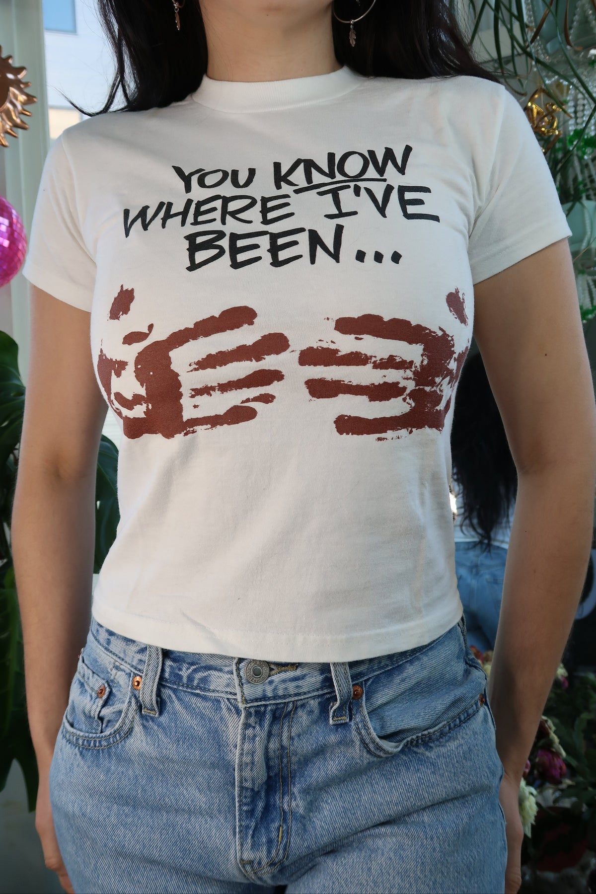 Vintage Dreamland BBQ women's baby tee by Elektra Vintage, soft cotton top with retro graphic design and relaxed fit.