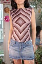 Load image into Gallery viewer, 90s Vintage Metallic Stripe Top – Red Geometric Sleeveless Tank
