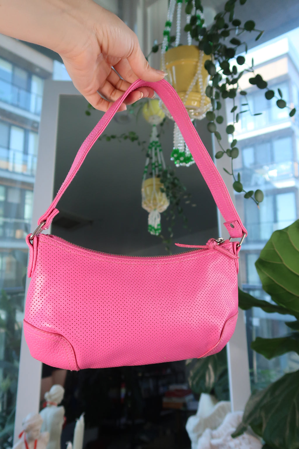 Y2K Pink Faux Leather Shoulder Bag