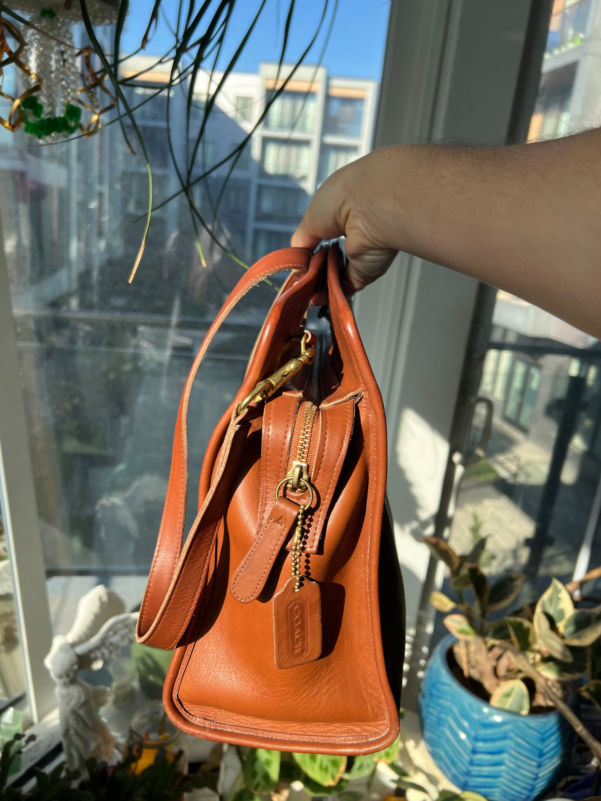 Vintage Coach 9995 Brown Leather Zip Top Tote Briefcase Shoulder Bag W/ Strap