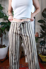 Load image into Gallery viewer, Vintage 2000s Black Mustard Yellow Striped Drawstring Low Rise Pants

