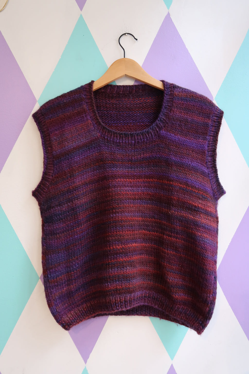 Vintage 1970s Hand Knit Wool Vest