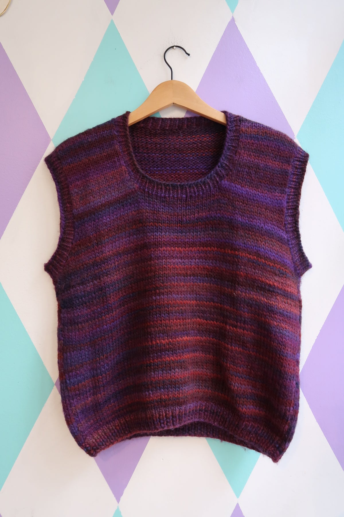 Vintage 1970s Hand Knit Wool Vest