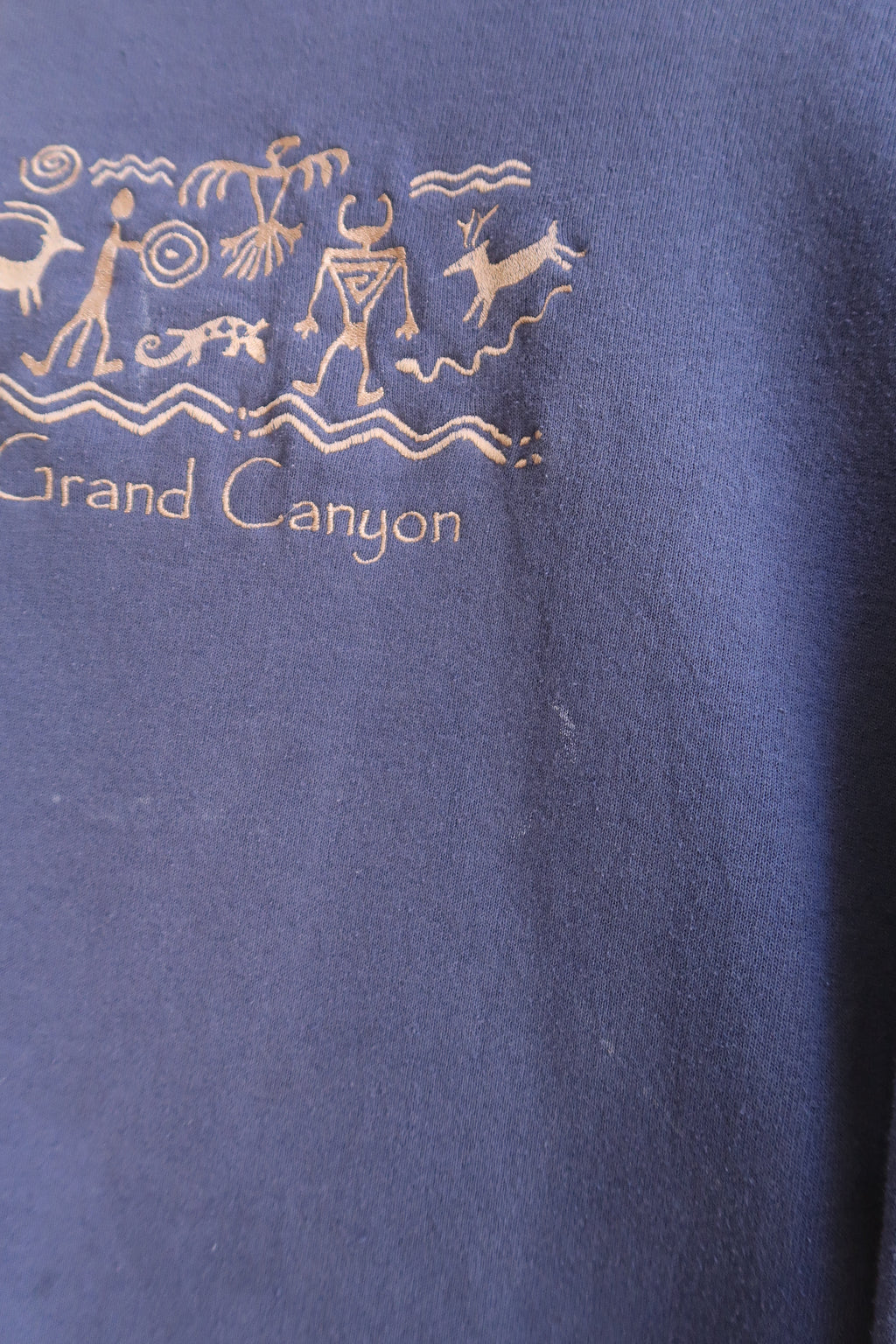 Vintage 90s Grand Canyon Graphic Sweatshirt – Navy Blue Southwestern Crewneck - Elektra Vintage