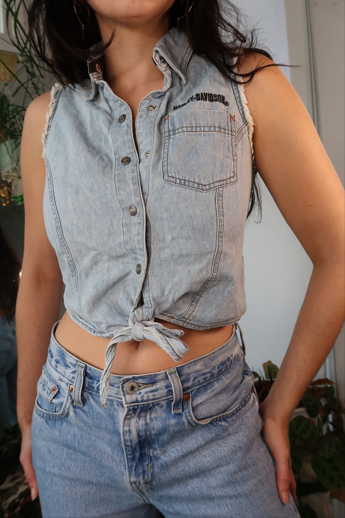 Vintage 2000s Harley Davidson Denim Vest