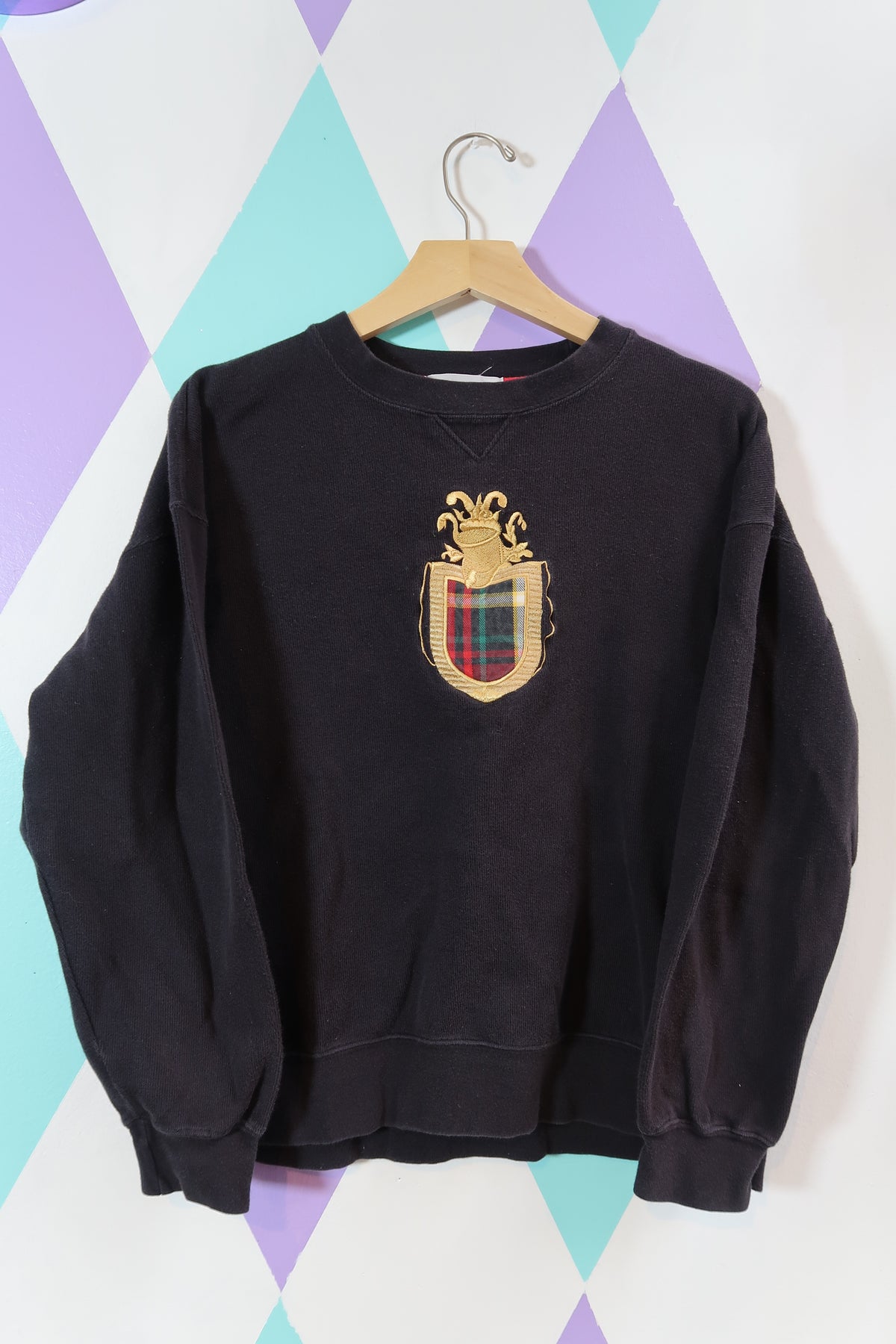 Vintage Family Crest Embroidered Crewneck Sweatshirt