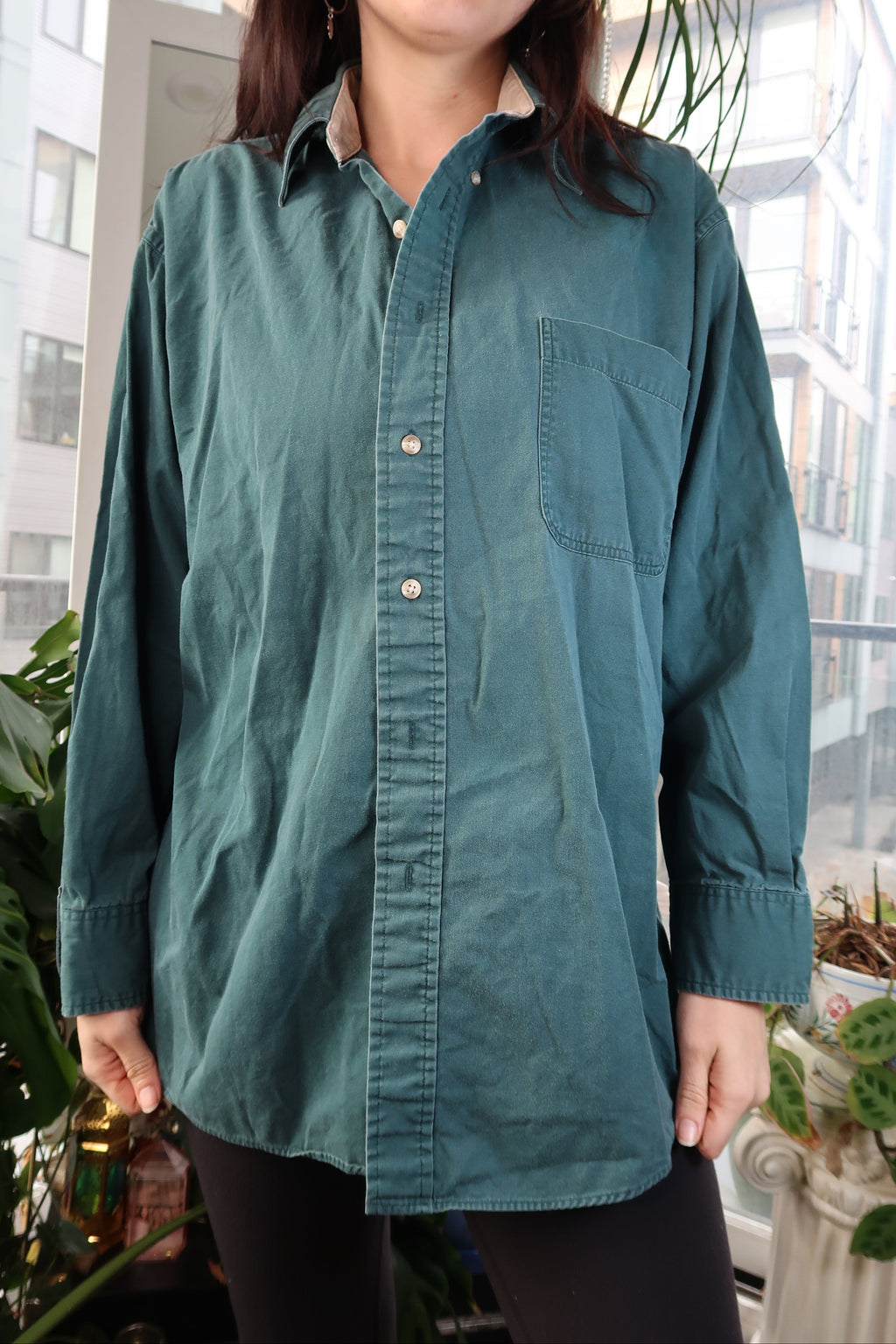 Vintage Midnight Green Button Up