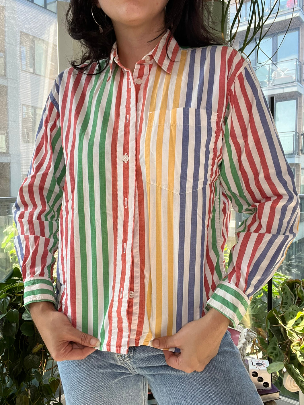 Multi-Colored Striped Button Up by Lizsport Petites