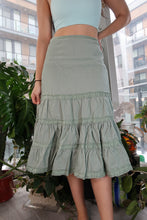 Load image into Gallery viewer, Vintage 2000s Sage Green Corduroy Tiered Midi Skirt
