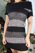 Load image into Gallery viewer, Vintage 2000s Charcoal Stripe Knit Mini Dress
