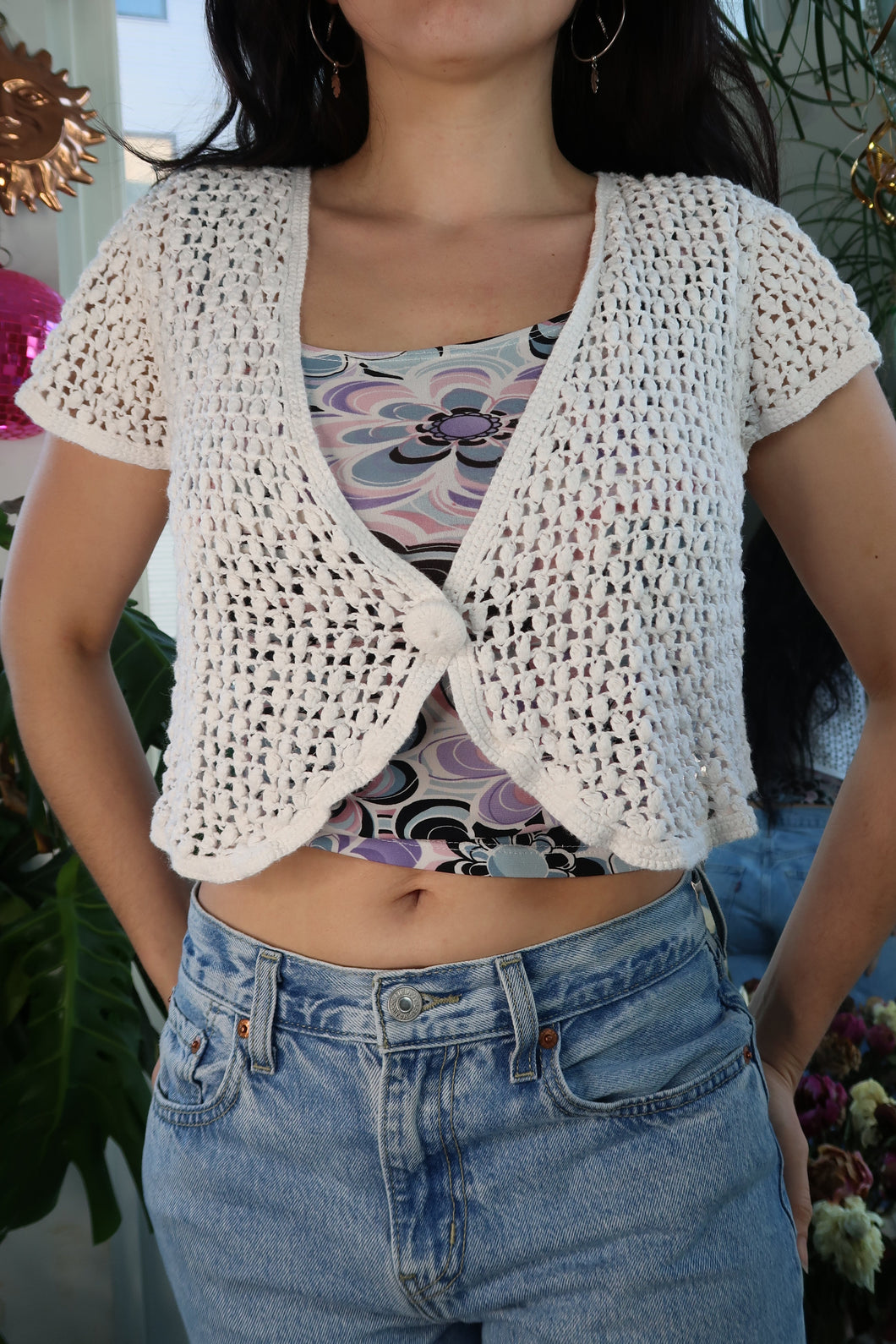 Vintage 90s White Crochet Top