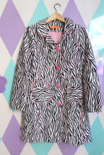 Load image into Gallery viewer, Vintage 2000s Zebra Print Coat with Pink Trim and Buttons
