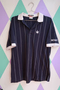Vintage 80s BOAST Navy Pinstripe Polo Shirt