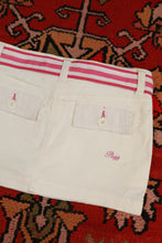 Load image into Gallery viewer, NWT Vintage Y2K White Denim Mini Skirt with Pink Stripe Belt
