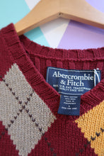 Load image into Gallery viewer, Red and Yellow Argyle Sweater Vest by Abecrombie and Fitch
