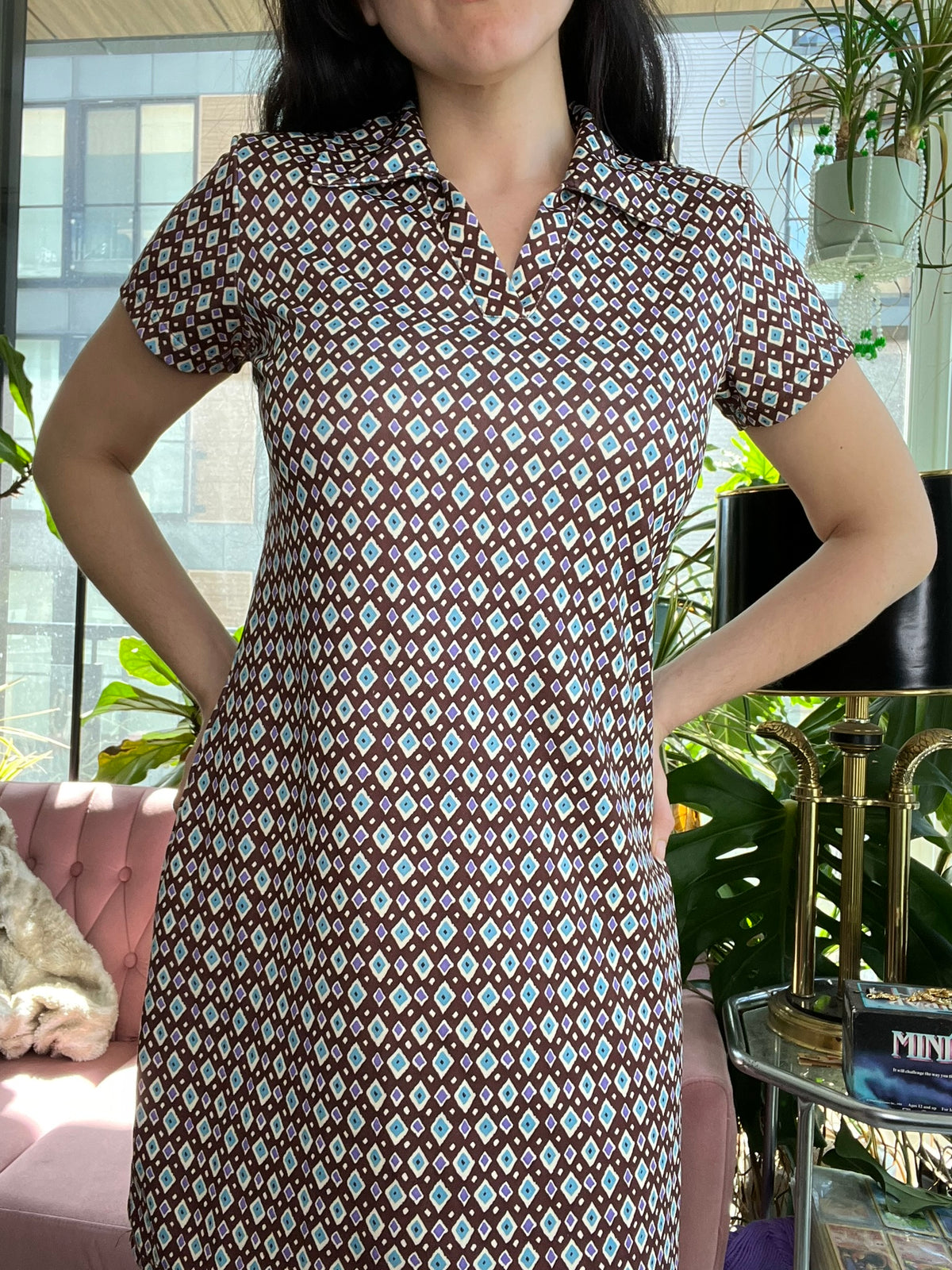 90s Vintage Express Collared Mini Dress - Elektra Vintage
