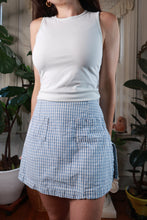 Load image into Gallery viewer, Vintage 2000s Express Blue Gingham Wrap Mini Skirt
