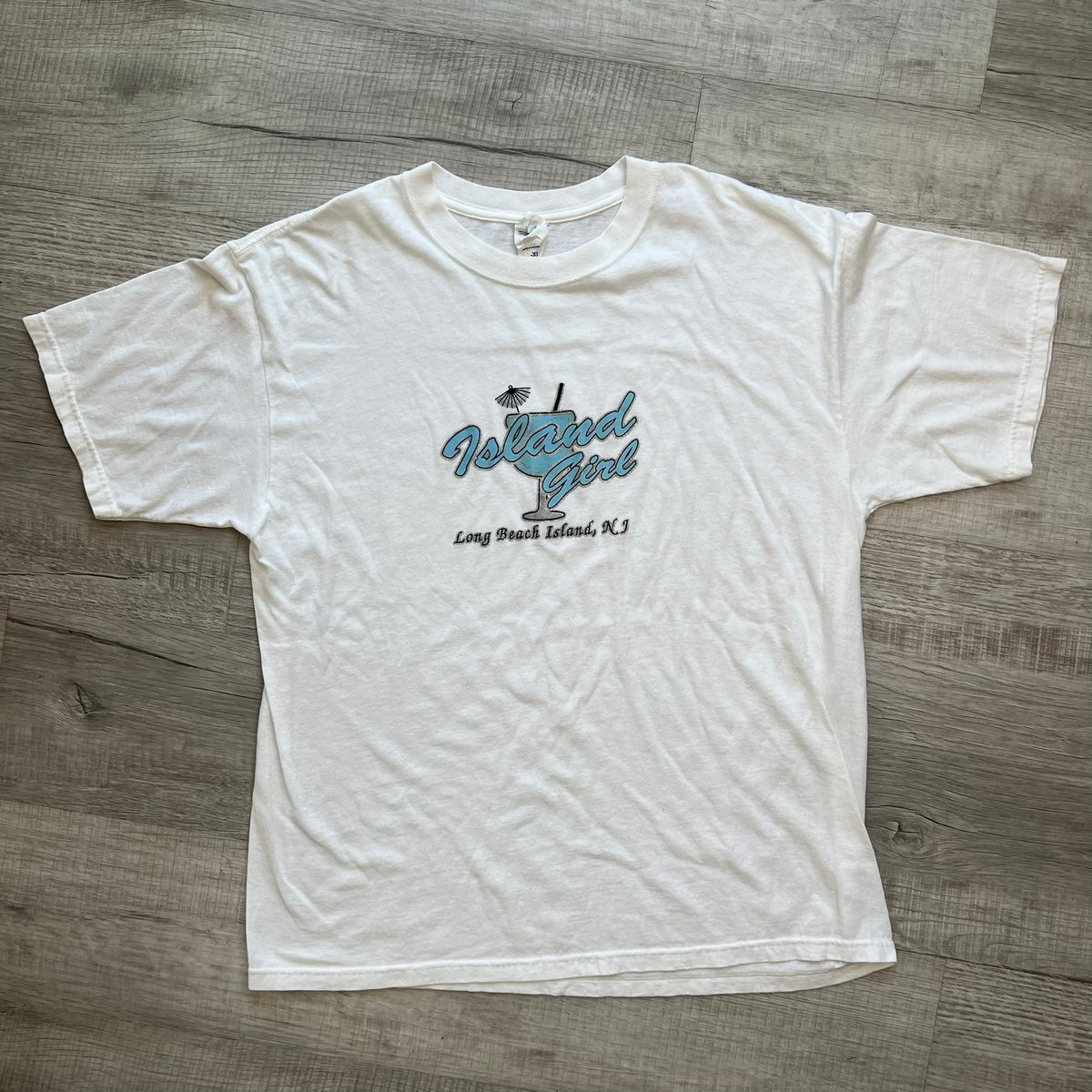 2000s Vintage Blue Island Girl Glitter Graphic Tee by Anvil - Elektra Vintage
