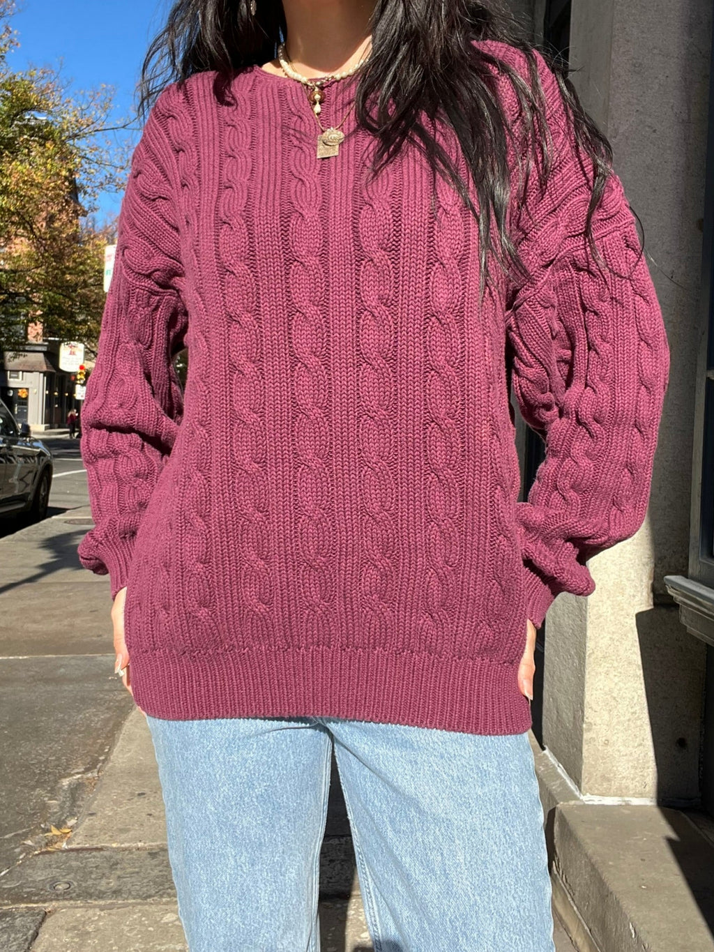 Vintage 1990s Gap Burgundy Chunky Knit Sweater - Elektra Vintage