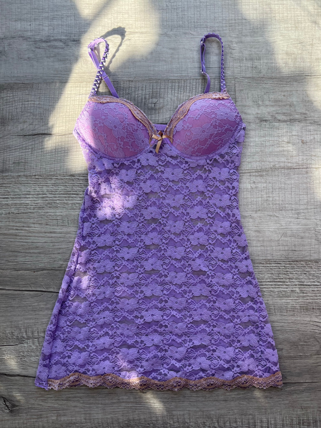 Purple Lace Negligee Babydoll Dress