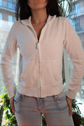 Vintage GAP White Zip-Up Collared Sweatshirt – Y2K Minimalist Aesthetic - Elektra Vintage