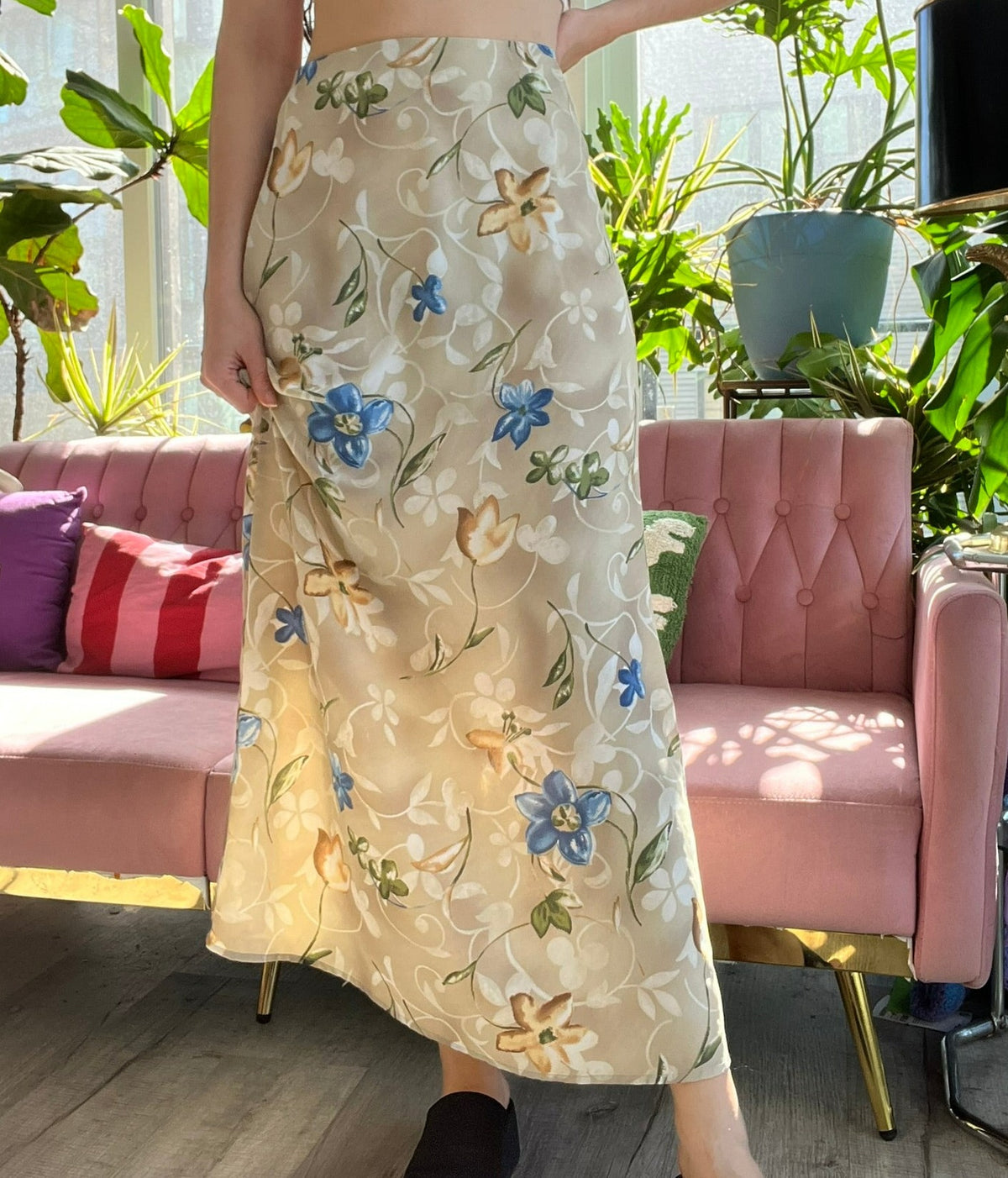 90s Vintage Floral Maxi Skirt - Elektra Vintage