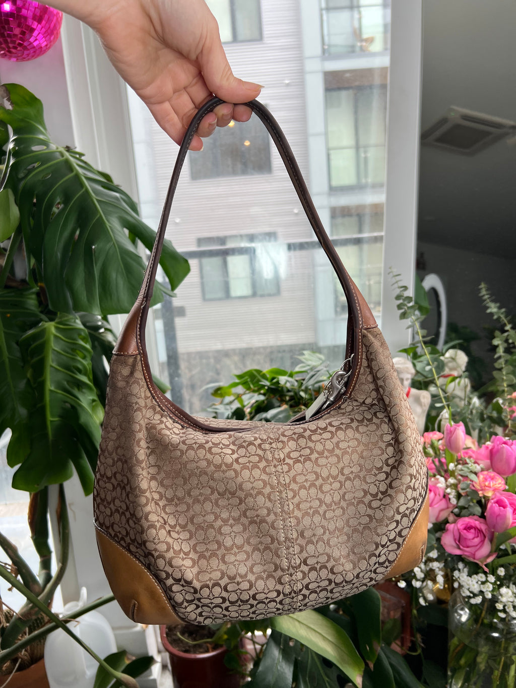Vintage 2000s Coach Monogram Ergo Hobo Shoulder Bag - Elektra Vintage
