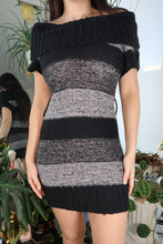 Load image into Gallery viewer, Vintage 2000s Charcoal Stripe Knit Mini Dress
