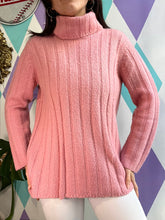 Load image into Gallery viewer, Vintage Pink Ribbed Turtleneck Sweater
