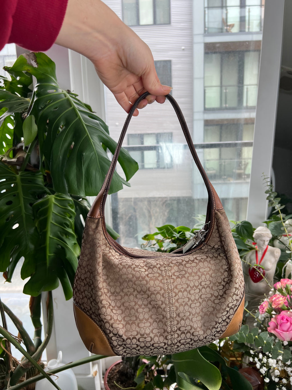 Vintage 2000s Coach Monogram Ergo Hobo Shoulder Bag - Elektra Vintage