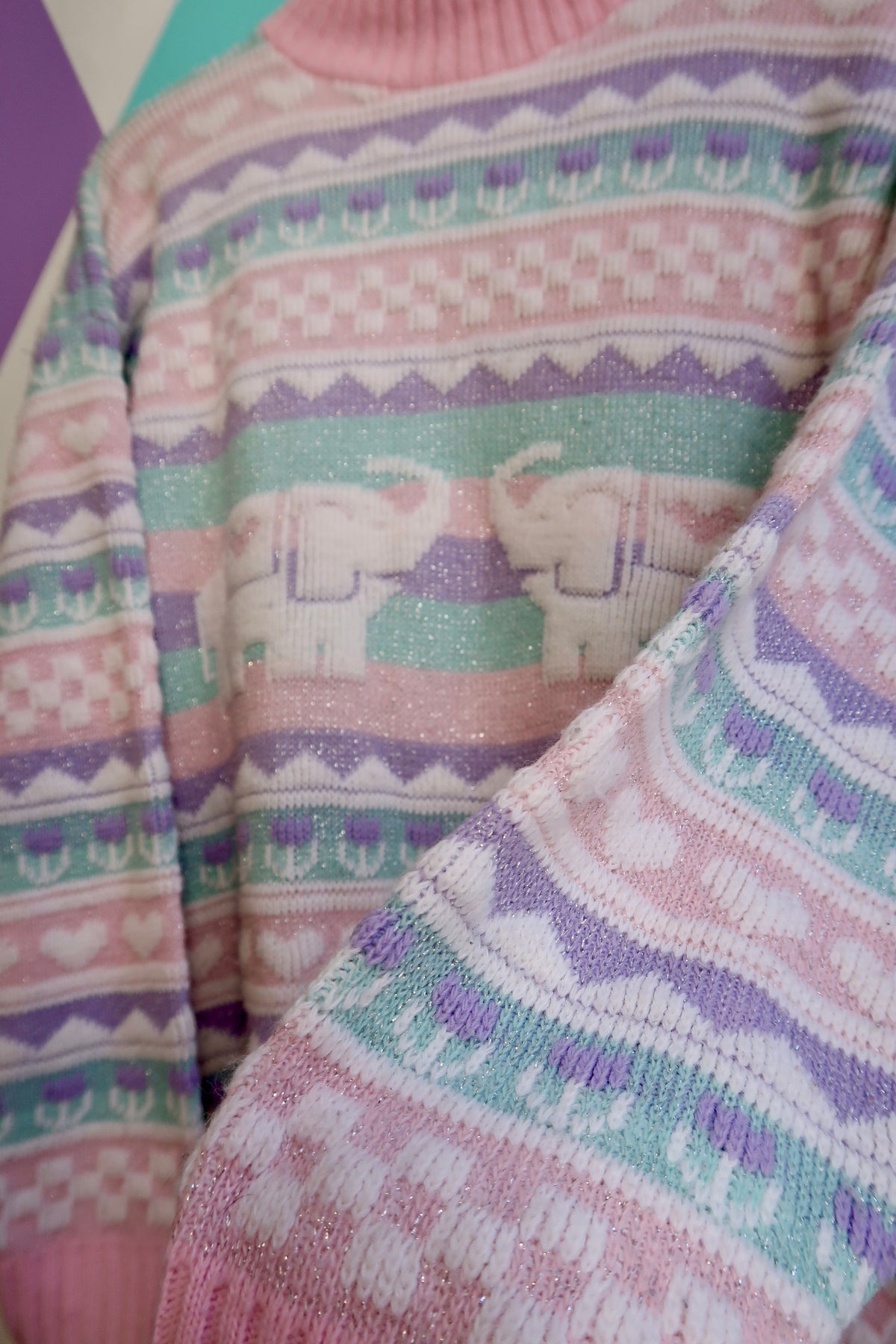 Vintage 80s Pastel Elephant Sweater by Private Eyes - Elektra Vintage