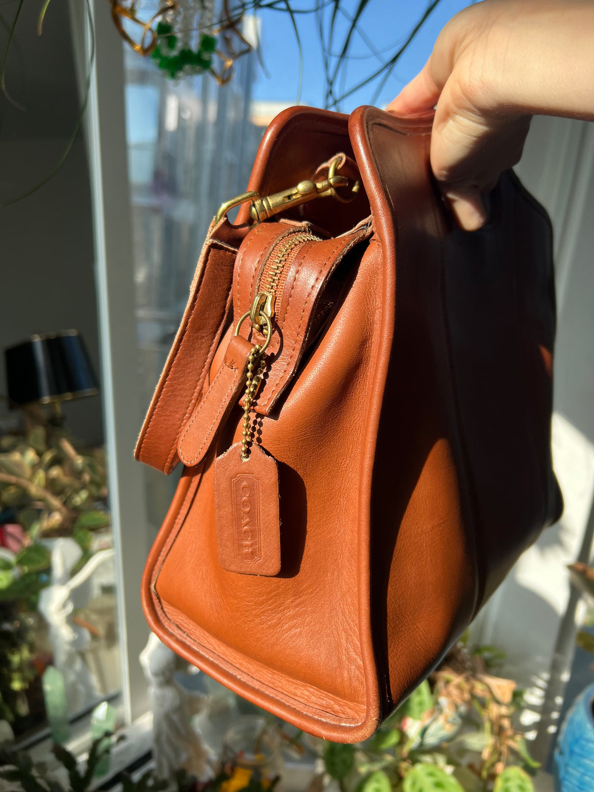 Vintage Coach 9995 Brown Leather Zip Top Tote Briefcase Shoulder Bag W/ Strap