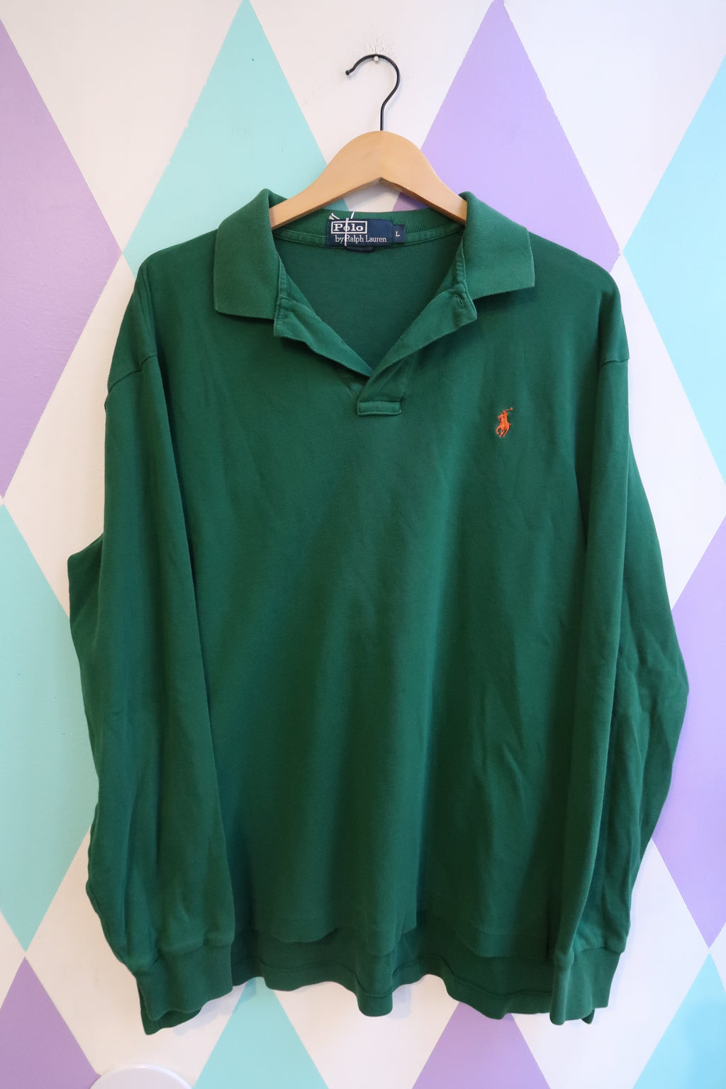 Vintage 90s Polo Ralph Lauren Forest Green Long Sleeve Polo