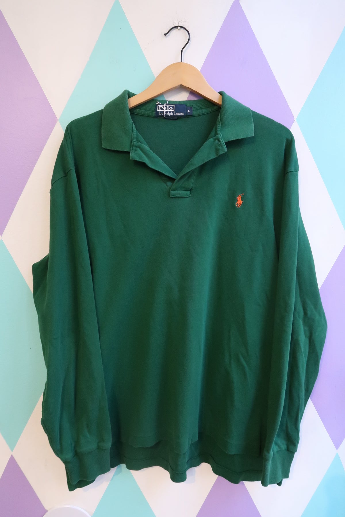 Vintage 90s Polo Ralph Lauren Forest Green Long Sleeve Polo