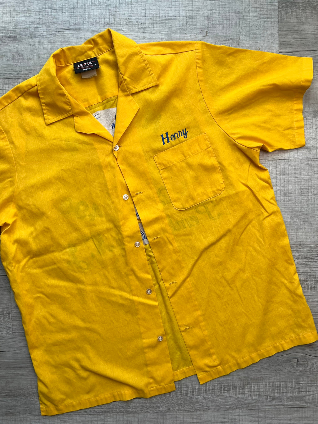 Vintage Hilton Yellow Embroidered Bowling Shirt - Elektra Vintage