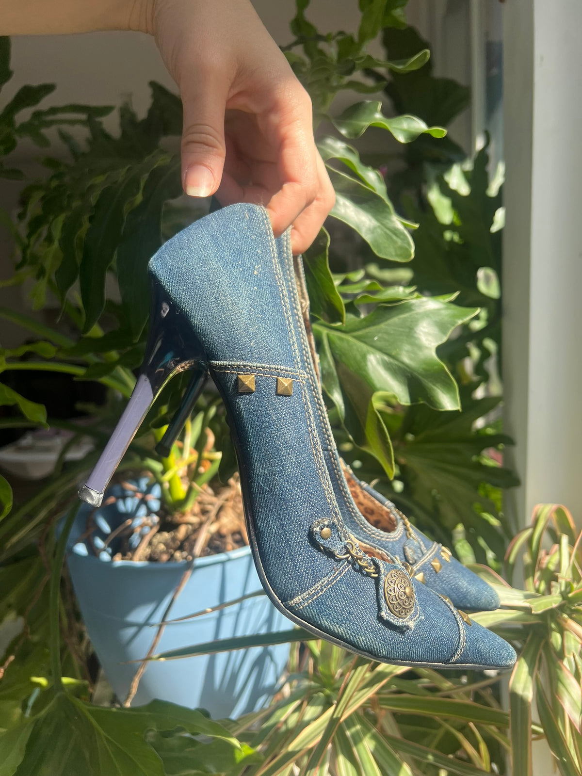 2000s Vintage Denim Pointed Toe Heels - Elektra Vintage