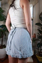 Load image into Gallery viewer, Vintage 2000s Express Blue Gingham Wrap Mini Skirt
