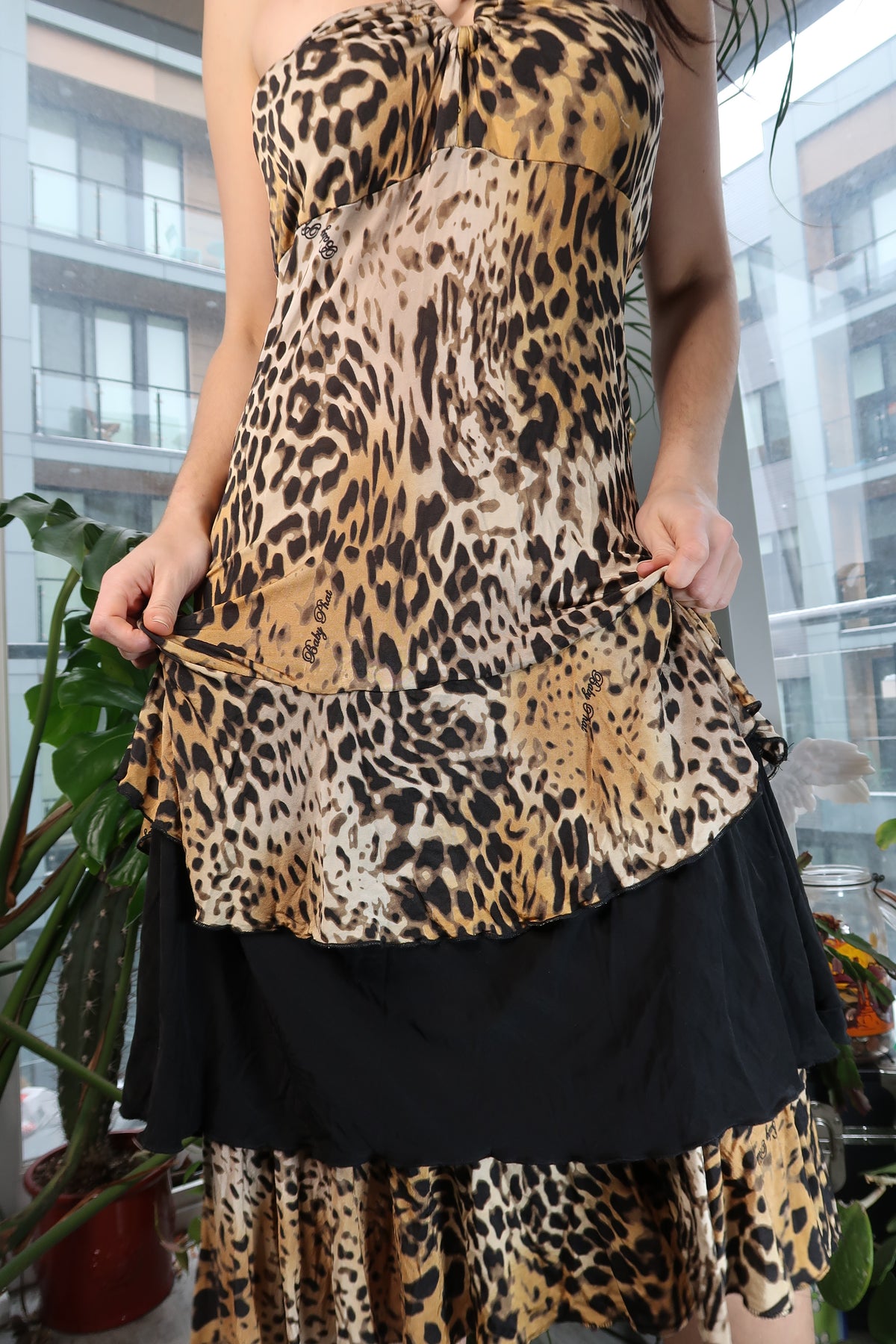 Vintage 2000s Baby Phat Animal Print Halter Dress