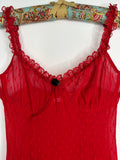 Women’s red lace top from the 2000s Victoria's Secret, by Elektra Vintage, featuring intricate lace details and a fitted style.