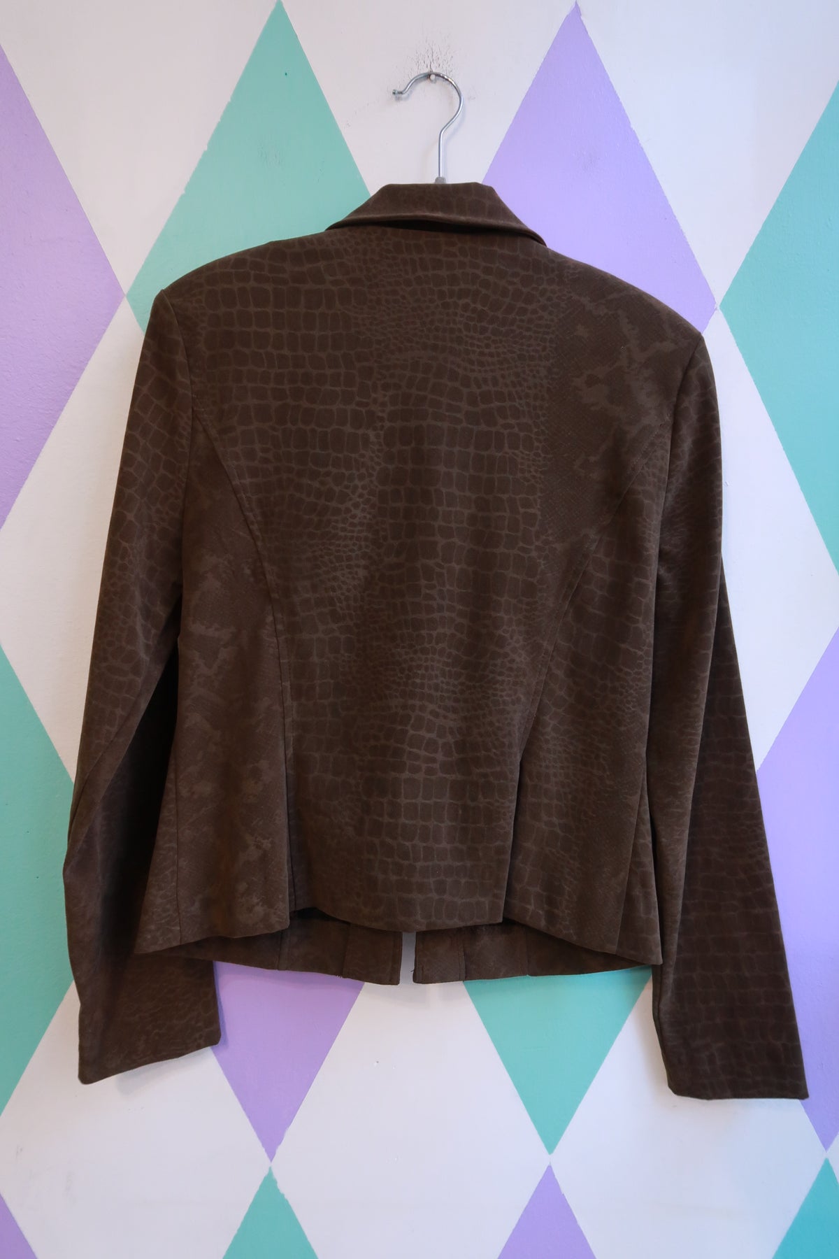 Vintage Y2K R&K Olive Green Snakeskin Print Zip Up Jacket